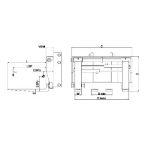 Positionneur de fourches intégré version à fourches et déplacement latéral intégré 167-IS
