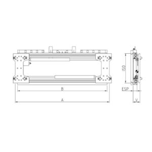 Schéma du positionneur de fourches rapporté version à platines et déplacement latéral intégré PZV de Durwen