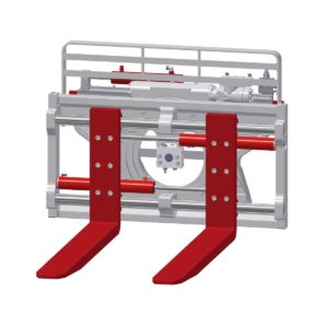 POSITIONNEUR ROTATIF DE FOURCHES RAPPORTÉ VERSION FOURCHES BOULONNEES, DOUBLE BARRE PIN TYPE AVEC DEPLACEMENT LATERAL